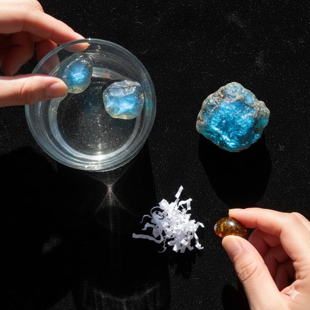 ブルーアンバーの偽物の見分け方！ライトなしや塩水での判定法